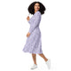 Nerdy Lilac Anime Bunnies Long Sleeve Midi Dress