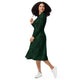 Nerdy Green Computer Circuits Long Sleeve Midi Dress