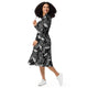 Nerdy Episodic Moth Black White Night Long Sleeve Midi Dress