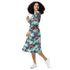 T-Rex Bones Footprints Green Long Sleeve Midi Dress 3