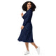 Nerdy Ocean Giants Long Sleeve Midi Dress