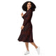 Nerdy Red Dragon Scales Dnd Long Sleeve Midi Dress