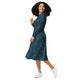 Nerdy Controller Gamepad Icons Teal Video Game Long Sleeve Midi Dress