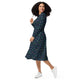 Nerdy Science DNA Molecules Dark Navy Long Sleeve Midi Dress