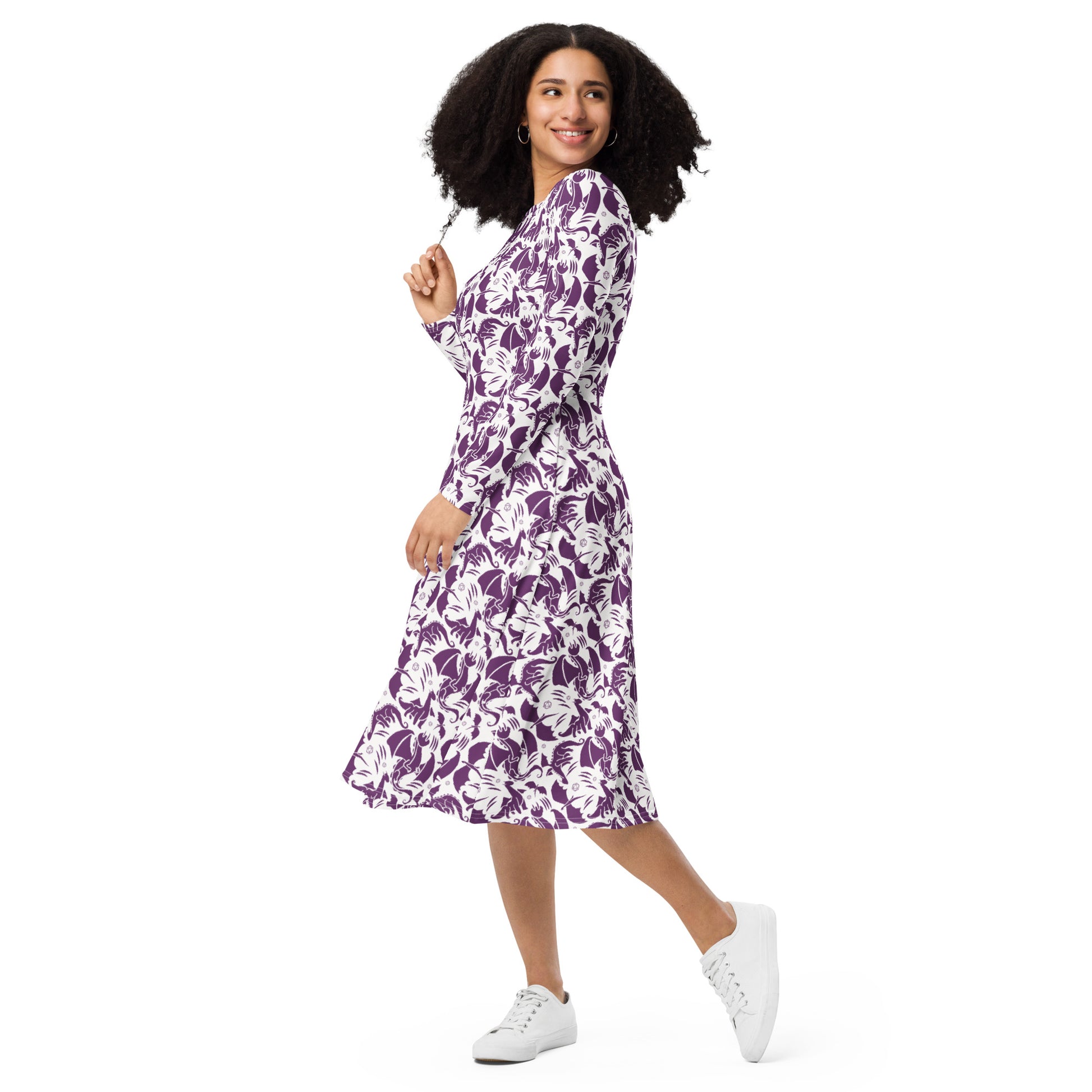 Dnd Purple Dragons Long Sleeve Midi Dress 3