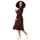 Nerdy Red Nebula Space Long Sleeve Midi Dress
