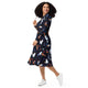 Nerdy Video Game Cats Dark Long Sleeve Midi Dress