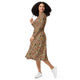 Nerdy Fall Squirrel Long Sleeve Midi Dress