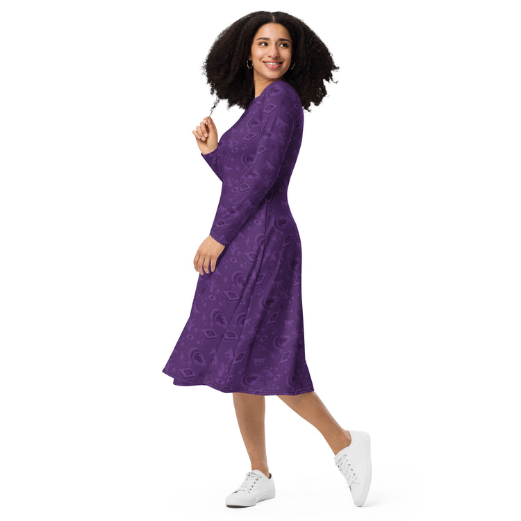 Nerdy Dnd Warlock Class Long Sleeve Midi Dress