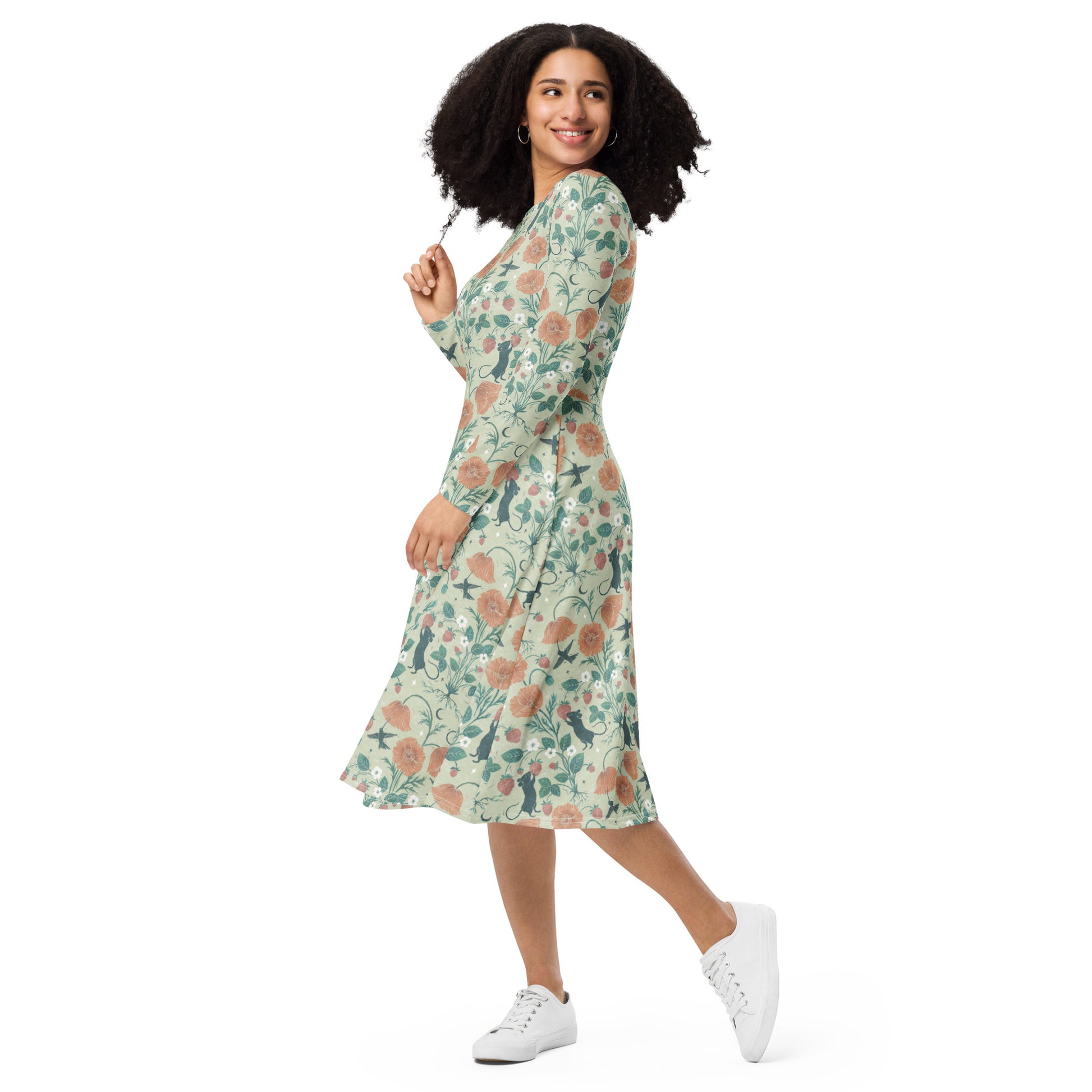 Spring Garden Long Sleeve Midi Dress 3