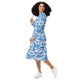 Nerdy Surfer Bunnies Anime Long Sleeve Midi Dress