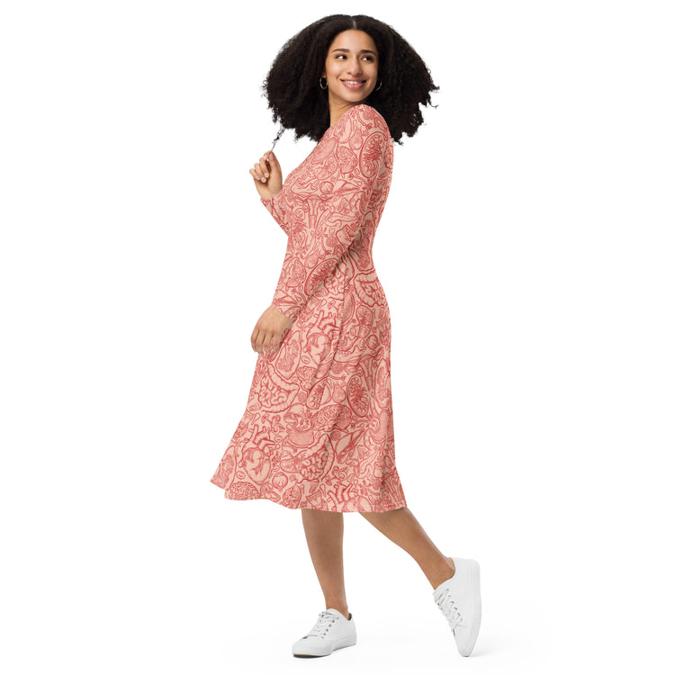 Nerdy Human Anatomy Light Long Sleeve Midi Dress