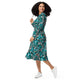Nerdy Mahjong Tiles Pond Anime Long Sleeve Midi Dress