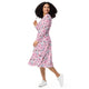 Nerdy Anime Gamer Items Pink Long Sleeve Midi Dress