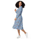 Nerdy Onsen Snow Monkeys Long Sleeve Midi Dress
