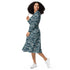 Military Fighter Jet Navy Camo Blue Long Sleeve Midi Dress 3