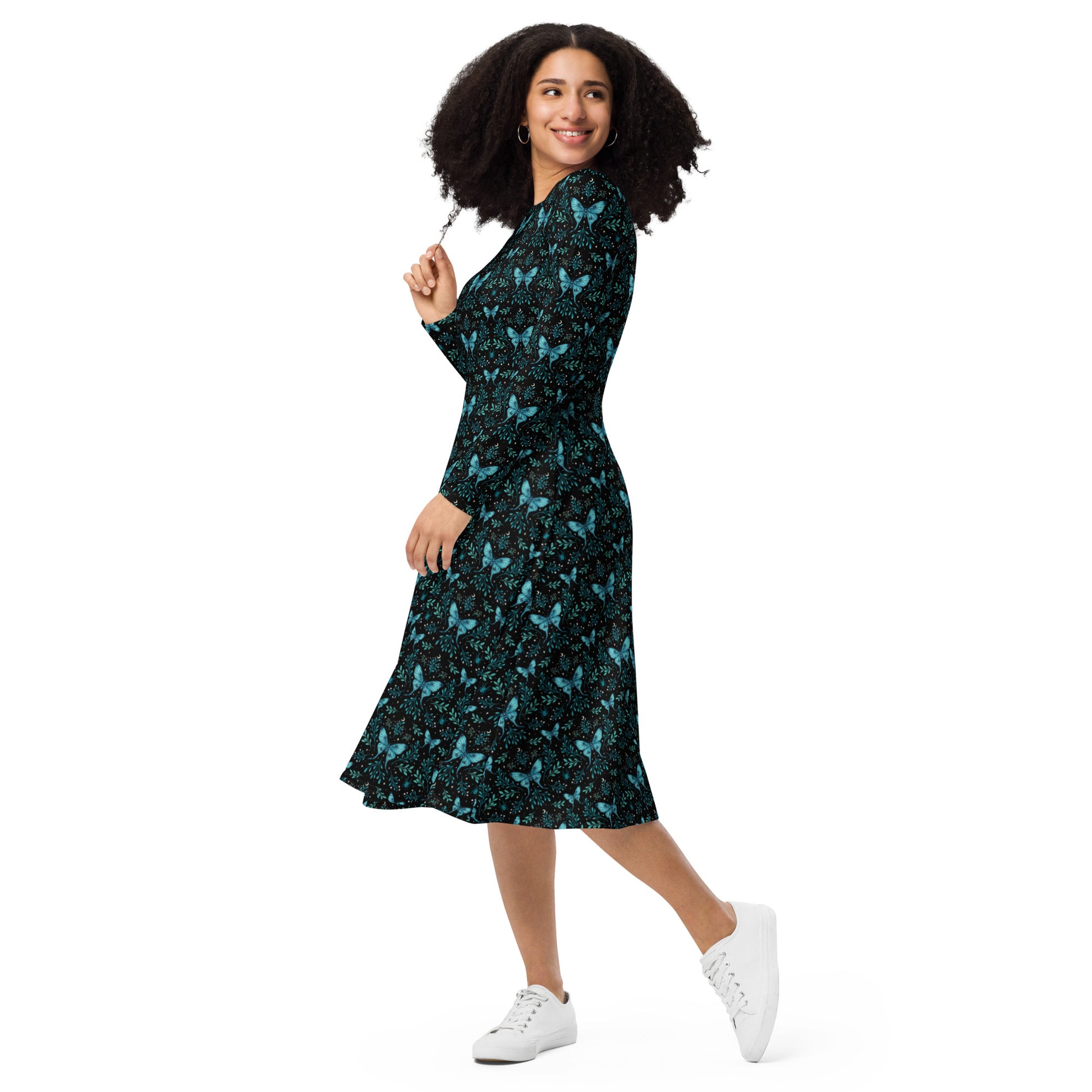 Episodic Mystical Butterfly Long Sleeve Midi Dress 3