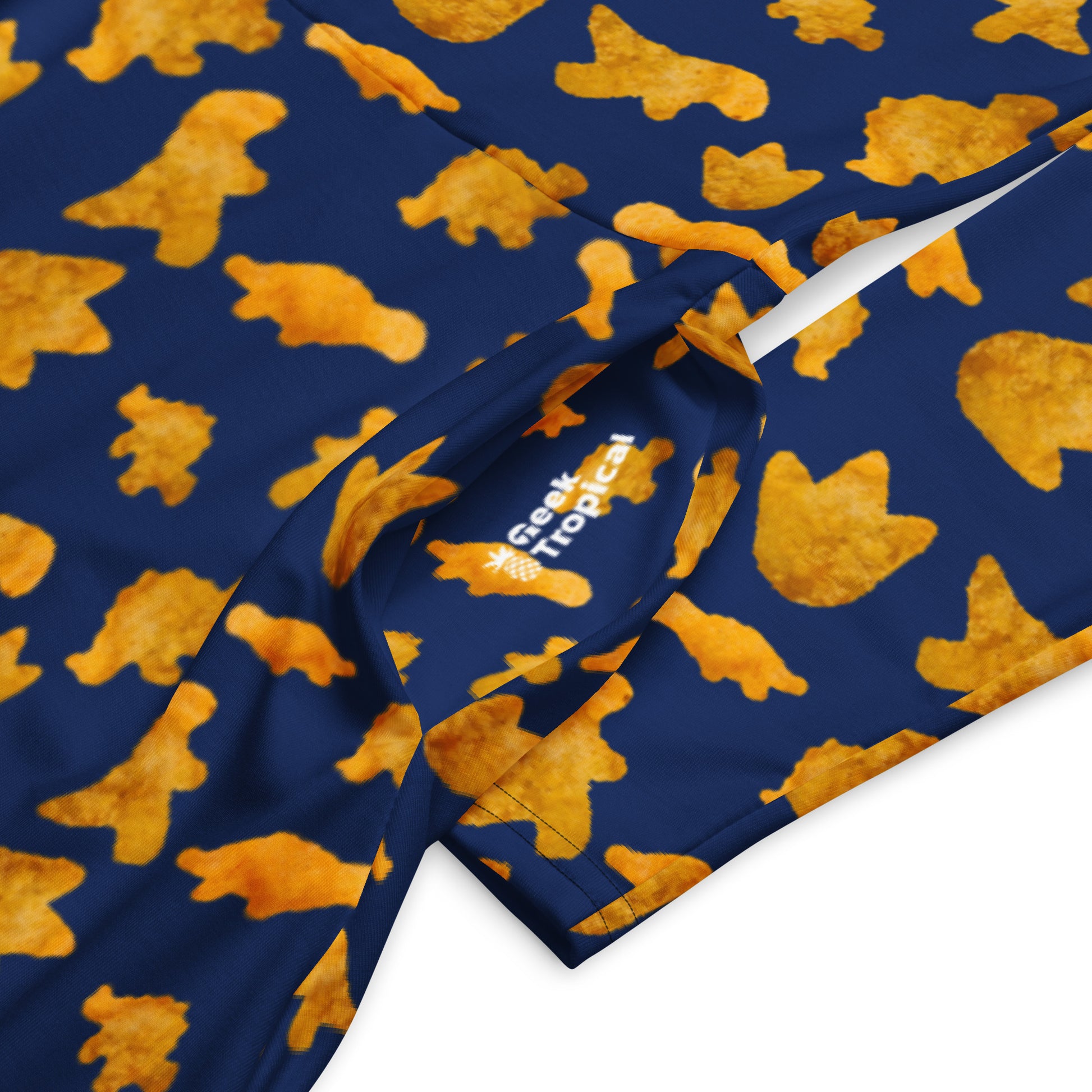 Dinosaur Chicken Nuggets Blue Long Sleeve Midi Dress 7