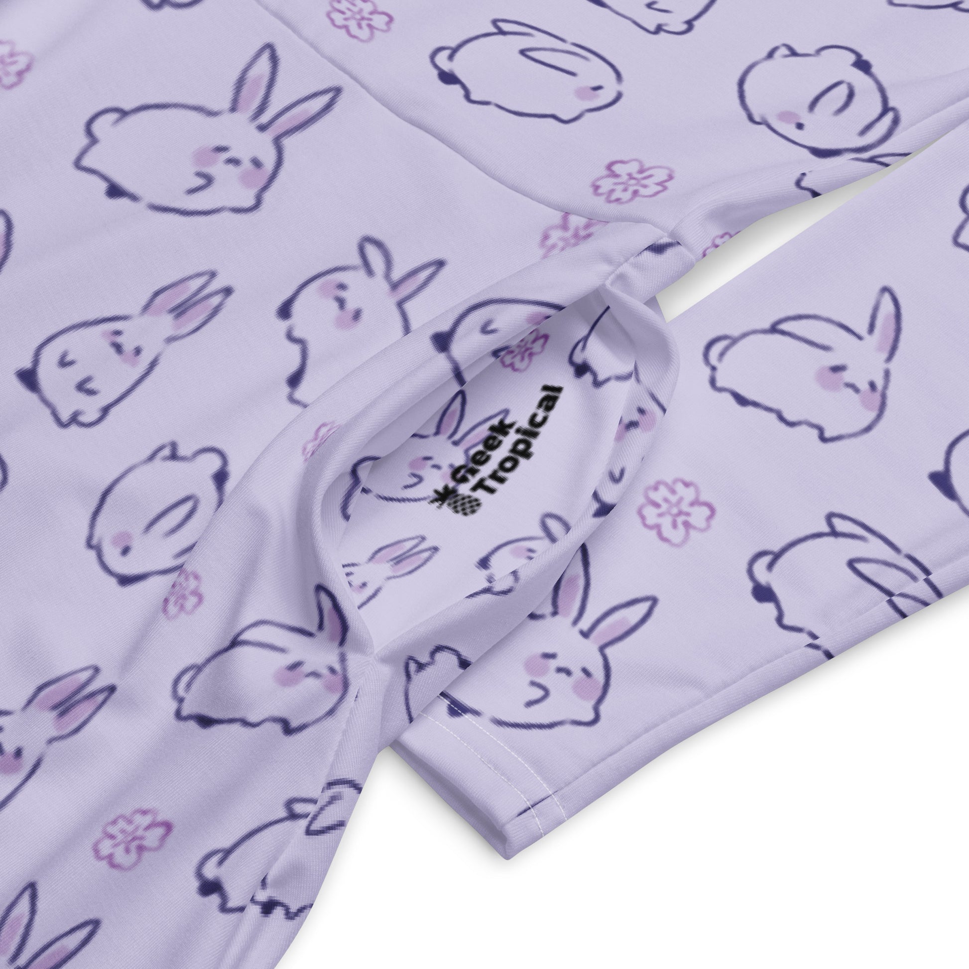 Lilac Anime Bunnies Long Sleeve Midi Dress 7