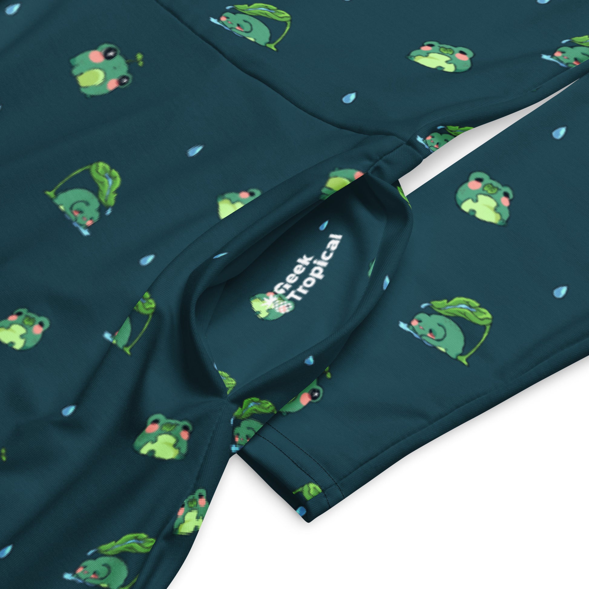 Raining Frogs Dark Teal Long Sleeve Midi Dress 7