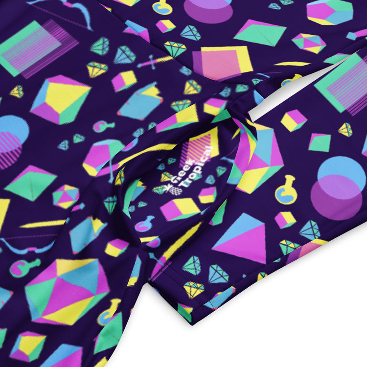Nerdy Tabletop RPG Weapons Items Purple Blue Dnd Long Sleeve Midi Dress
