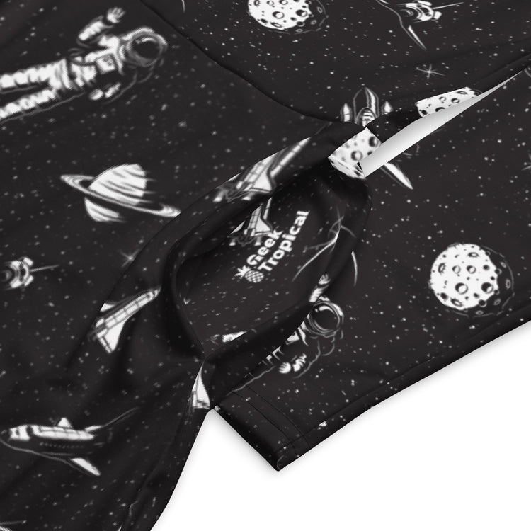 Nerdy Space Mission Black Outer Space Long Sleeve Midi Dress