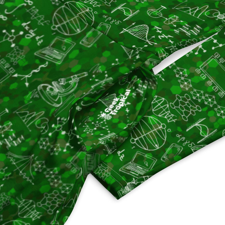 Nerdy Mad Science Lab Green Long Sleeve Midi Dress