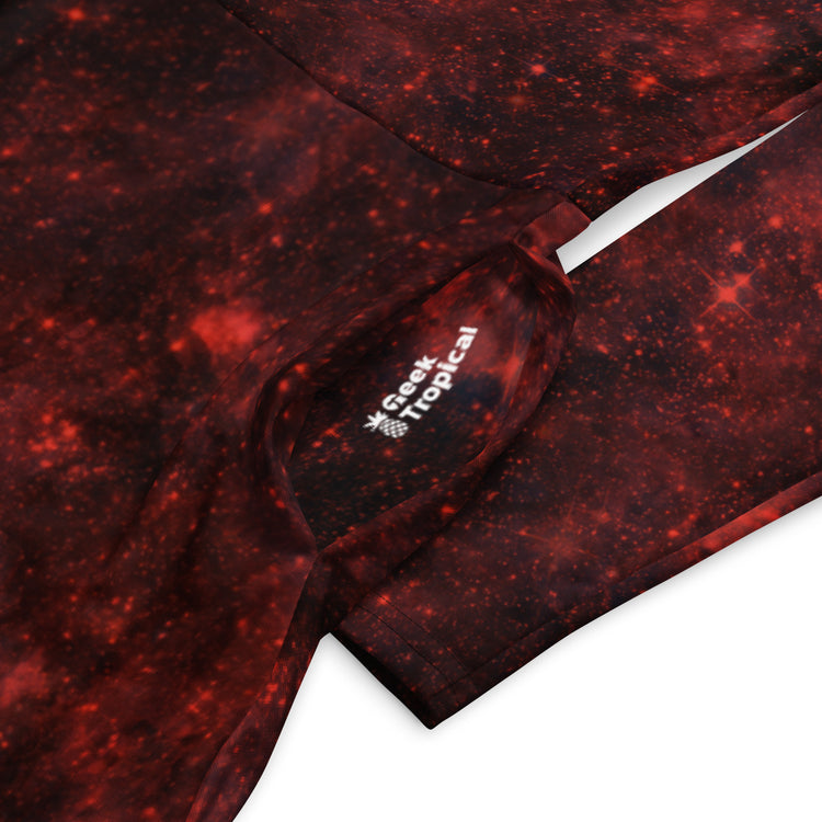 Nerdy Red Nebula Space Long Sleeve Midi Dress