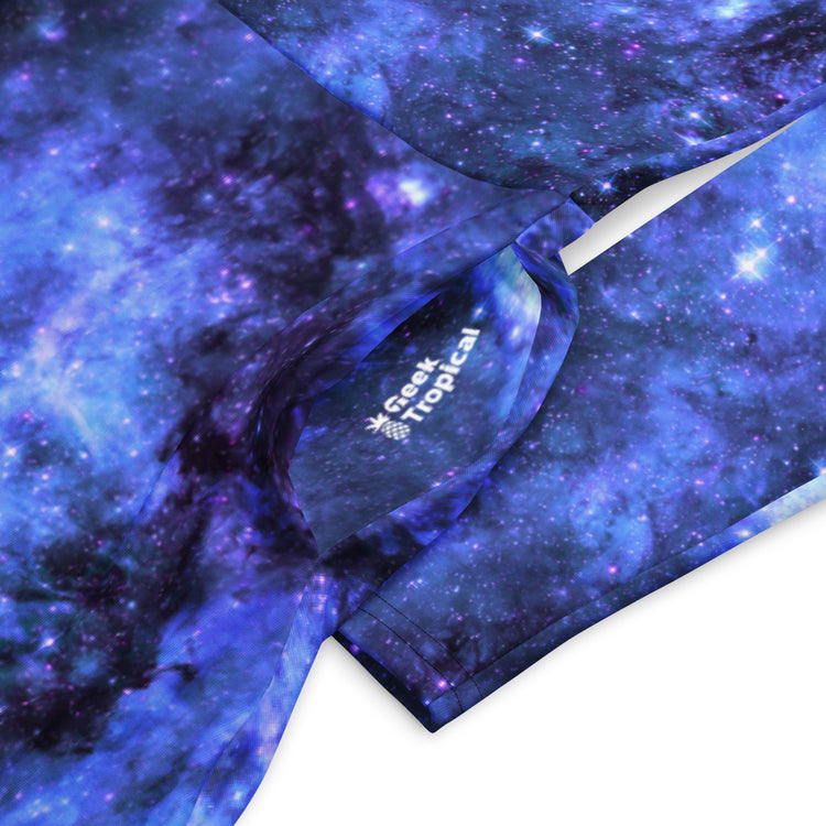 Nerdy Blue Purple Nebula Space Long Sleeve Midi Dress