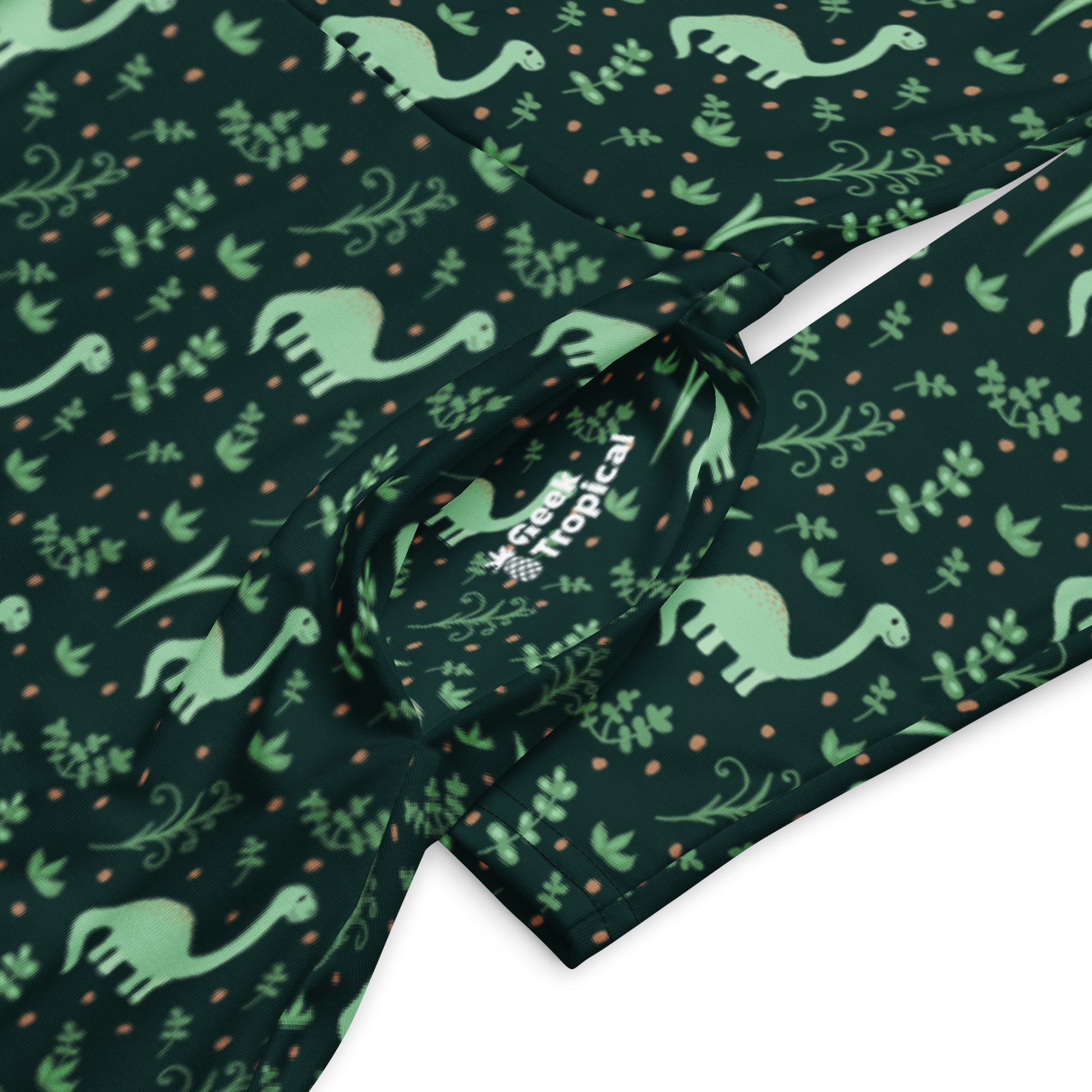 Dino Green Tropics Green Dinosaur Long Sleeve Midi Dress 7