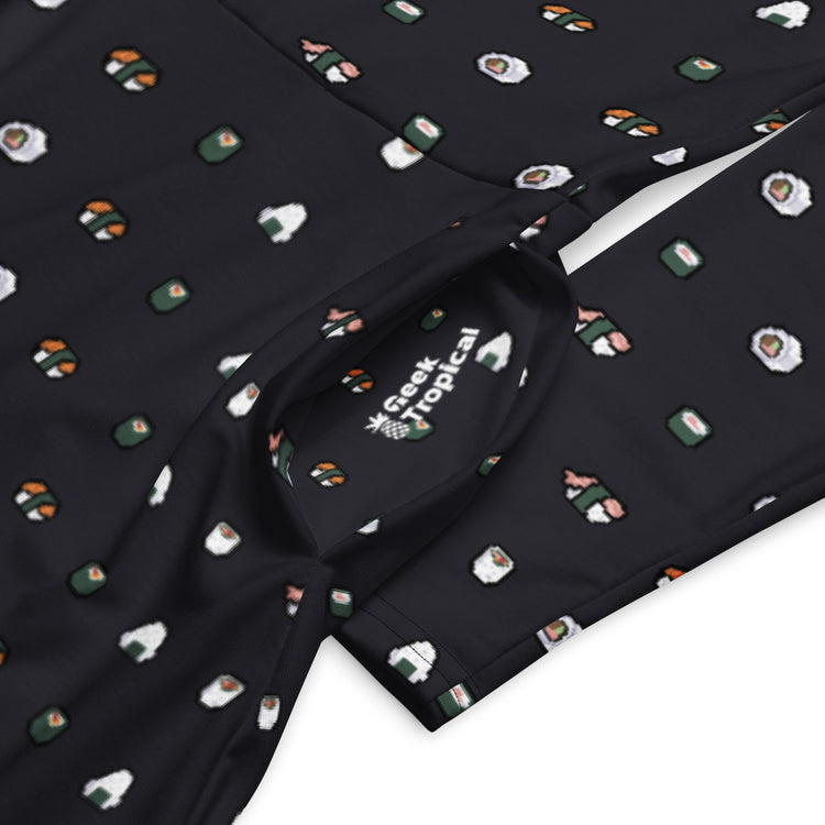 Nerdy Anime Sushi Rolls Dark Long Sleeve Midi Dress
