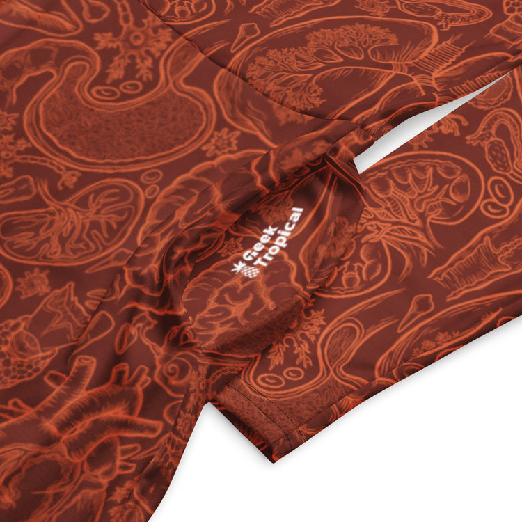 Nerdy Human Anatomy Red Long Sleeve Midi Dress