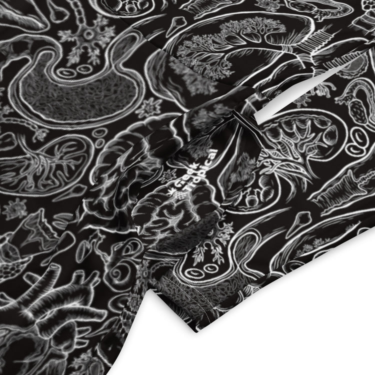 Nerdy Human Anatomy Black Long Sleeve Midi Dress
