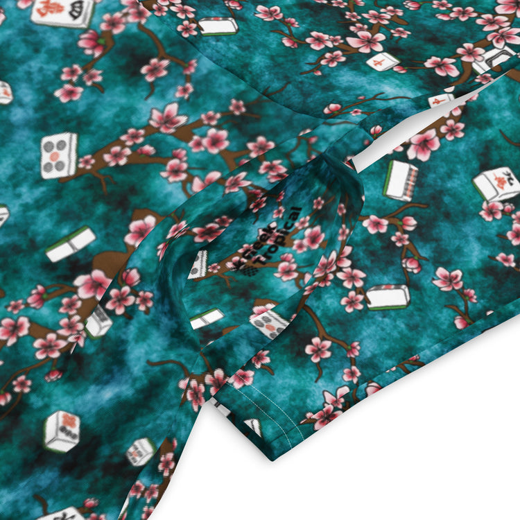 Nerdy Mahjong Tiles Pond Anime Long Sleeve Midi Dress
