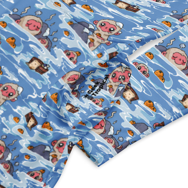 Nerdy Onsen Snow Monkeys Long Sleeve Midi Dress