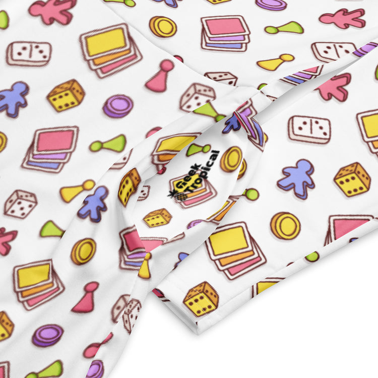 Nerdy Board Game Objects Meeples White Long Sleeve Midi Dress