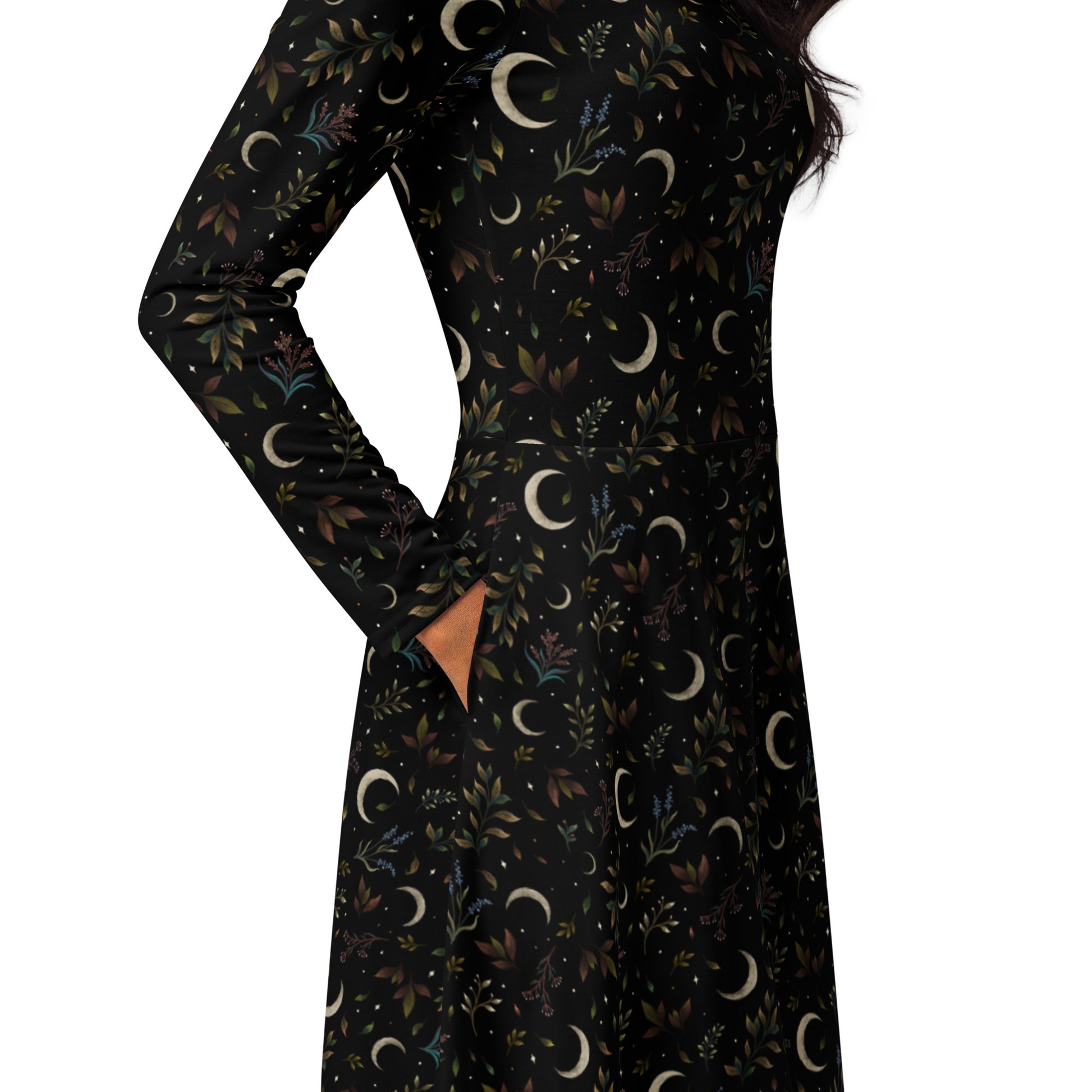 Episodic Crescent Moon Garden Long Sleeve Midi Dress 5