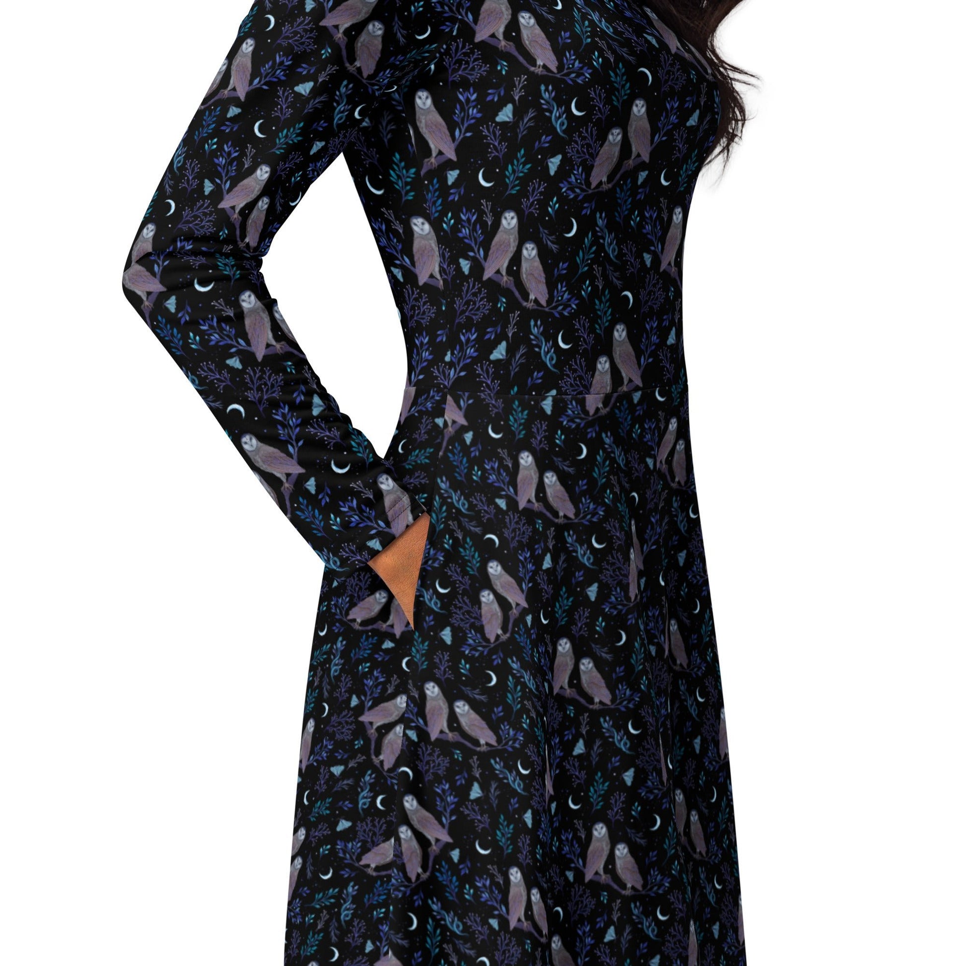 Episodic Owl Floral Long Sleeve Midi Dress 5