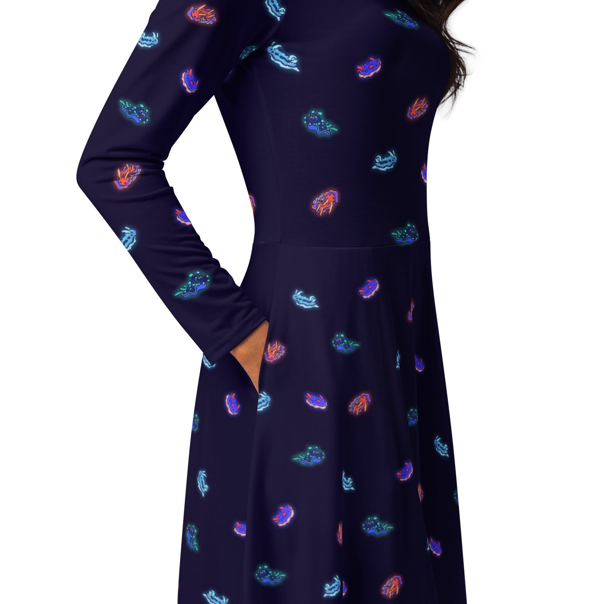 Cute Sea Slugs Long Sleeve Midi Dress 5