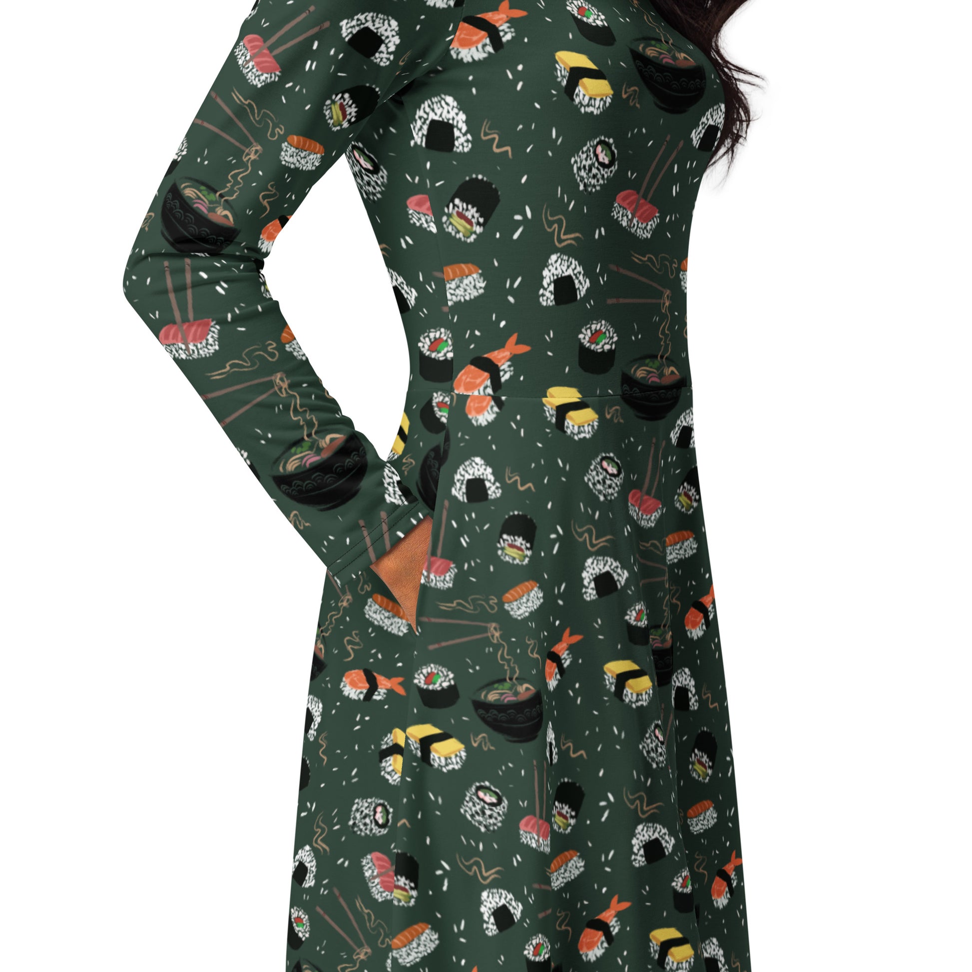 Oishi Sushi Green Long Sleeve Midi Dress 5