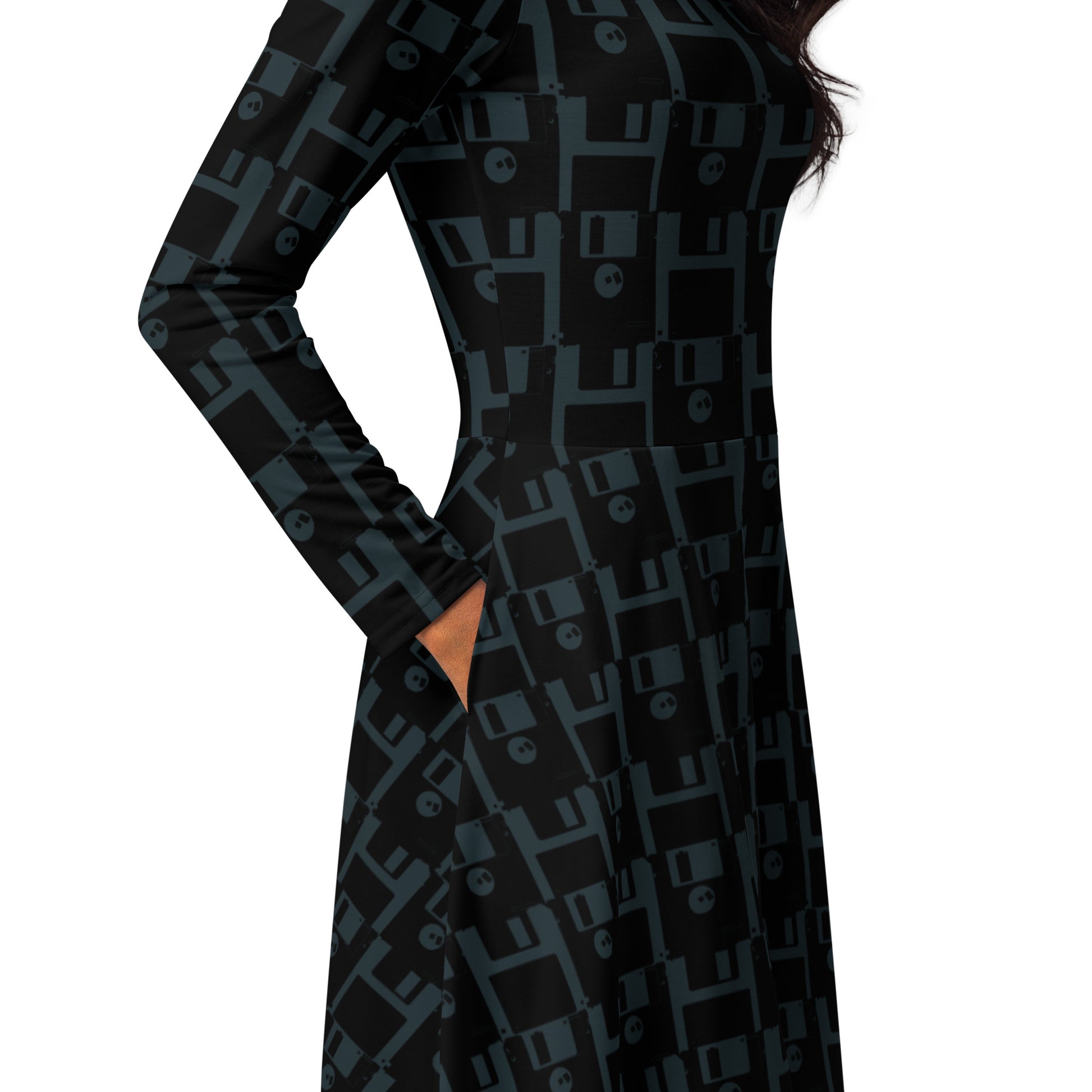 Floppy Disk Long Sleeve Midi Dress 5
