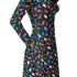 Colorful Dinosaur Silhouettes Navy Long Sleeve Midi Dress 5