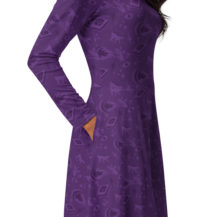 Nerdy Dnd Warlock Class Long Sleeve Midi Dress