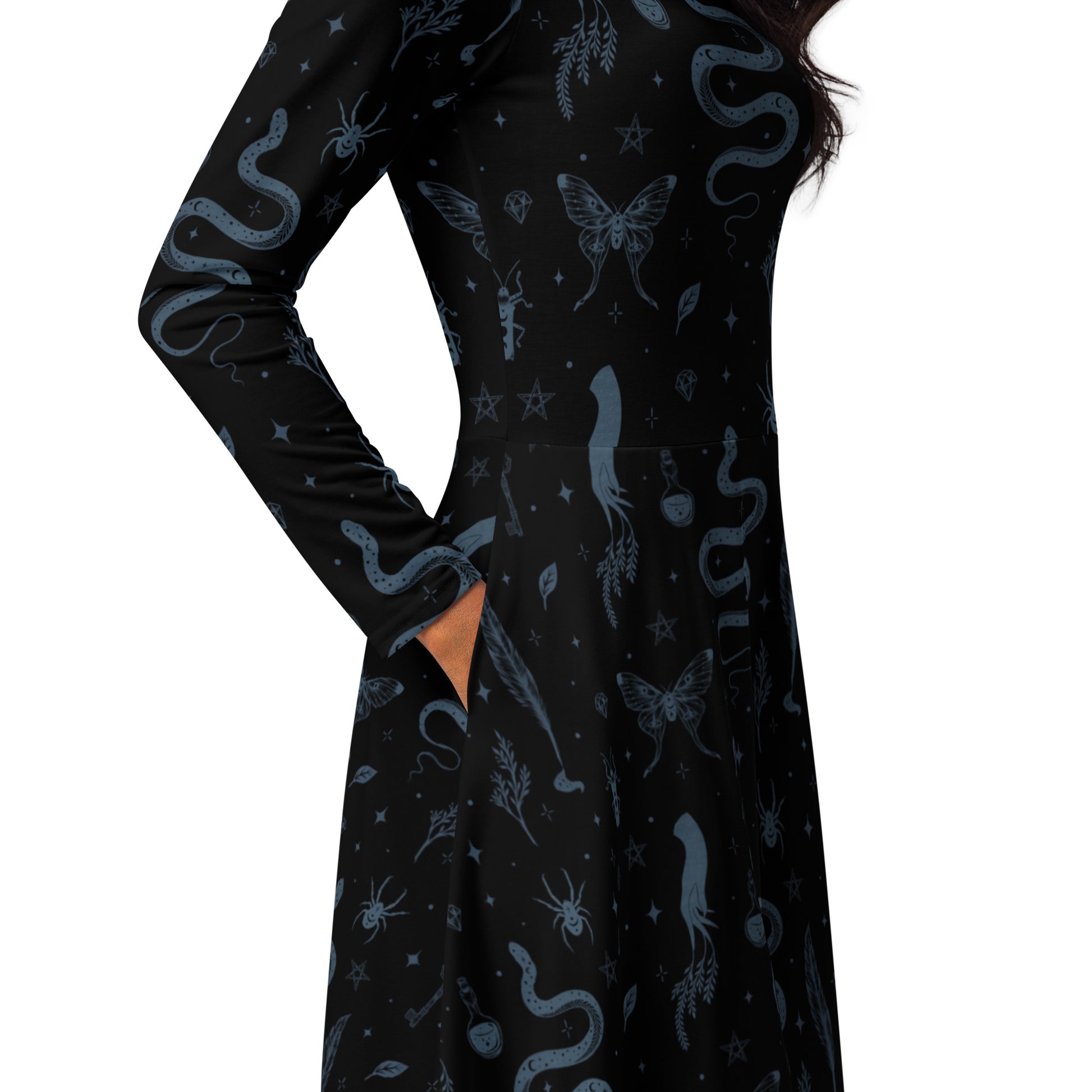 Episodic Mystical Collection Black Long Sleeve Midi Dress 5