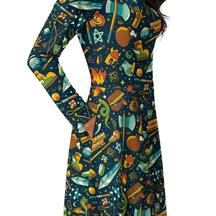 Nerdy Dungeon Daddy Long Sleeve Midi Dress