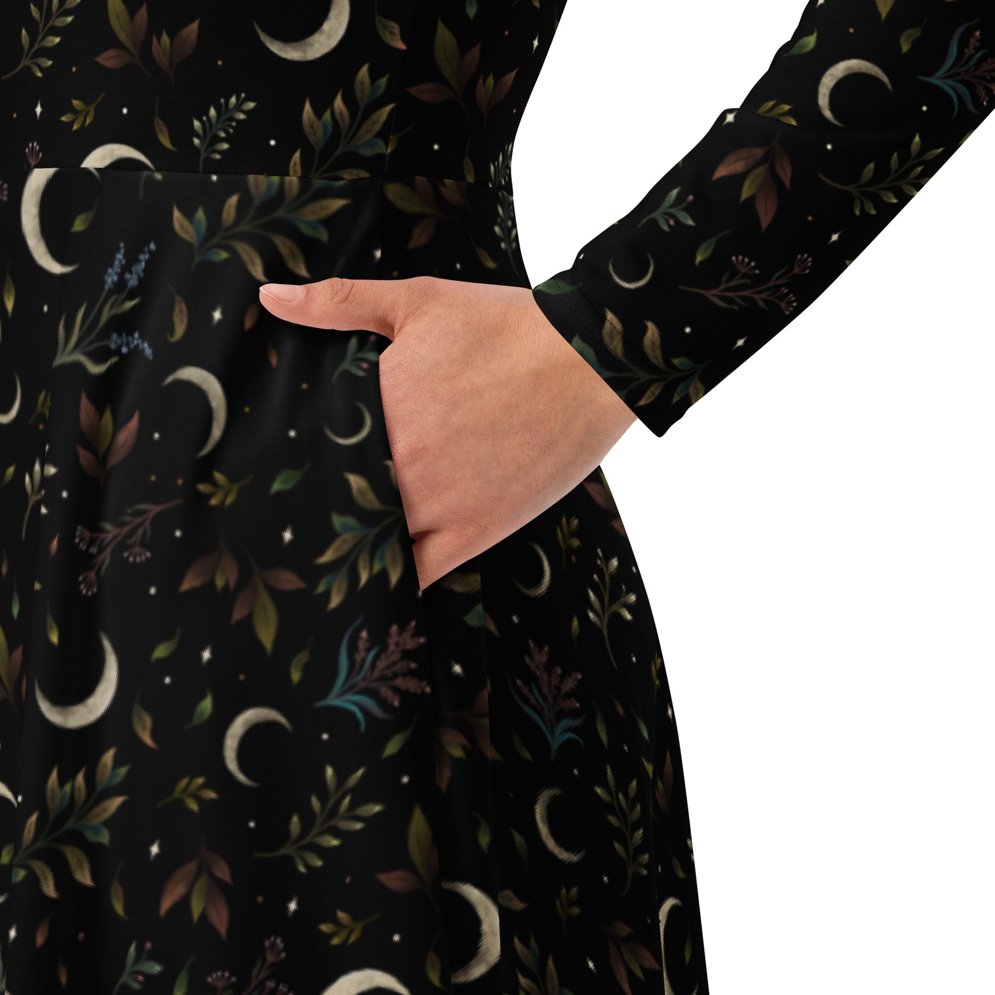 Episodic Crescent Moon Garden Long Sleeve Midi Dress 6