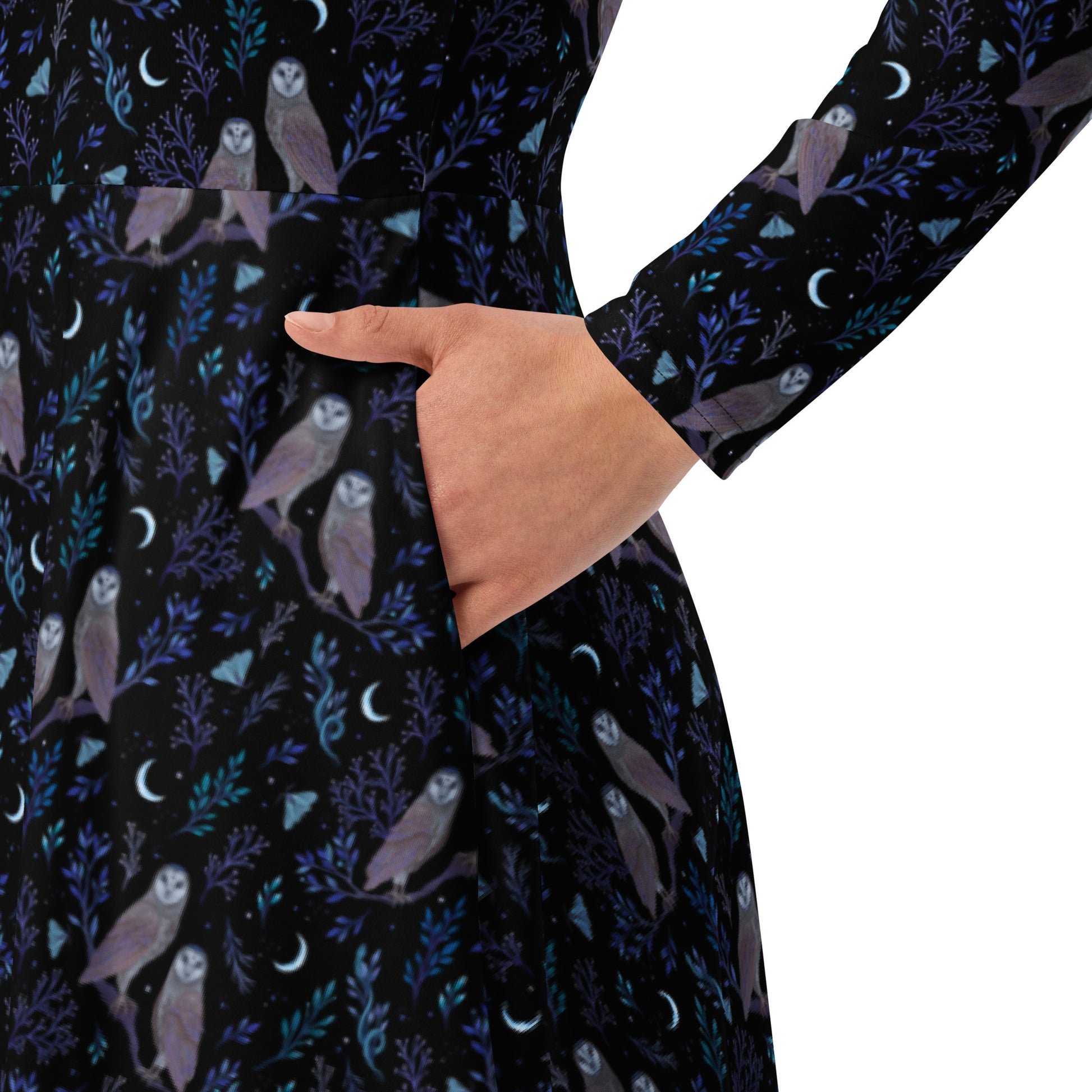 Episodic Owl Floral Long Sleeve Midi Dress 6