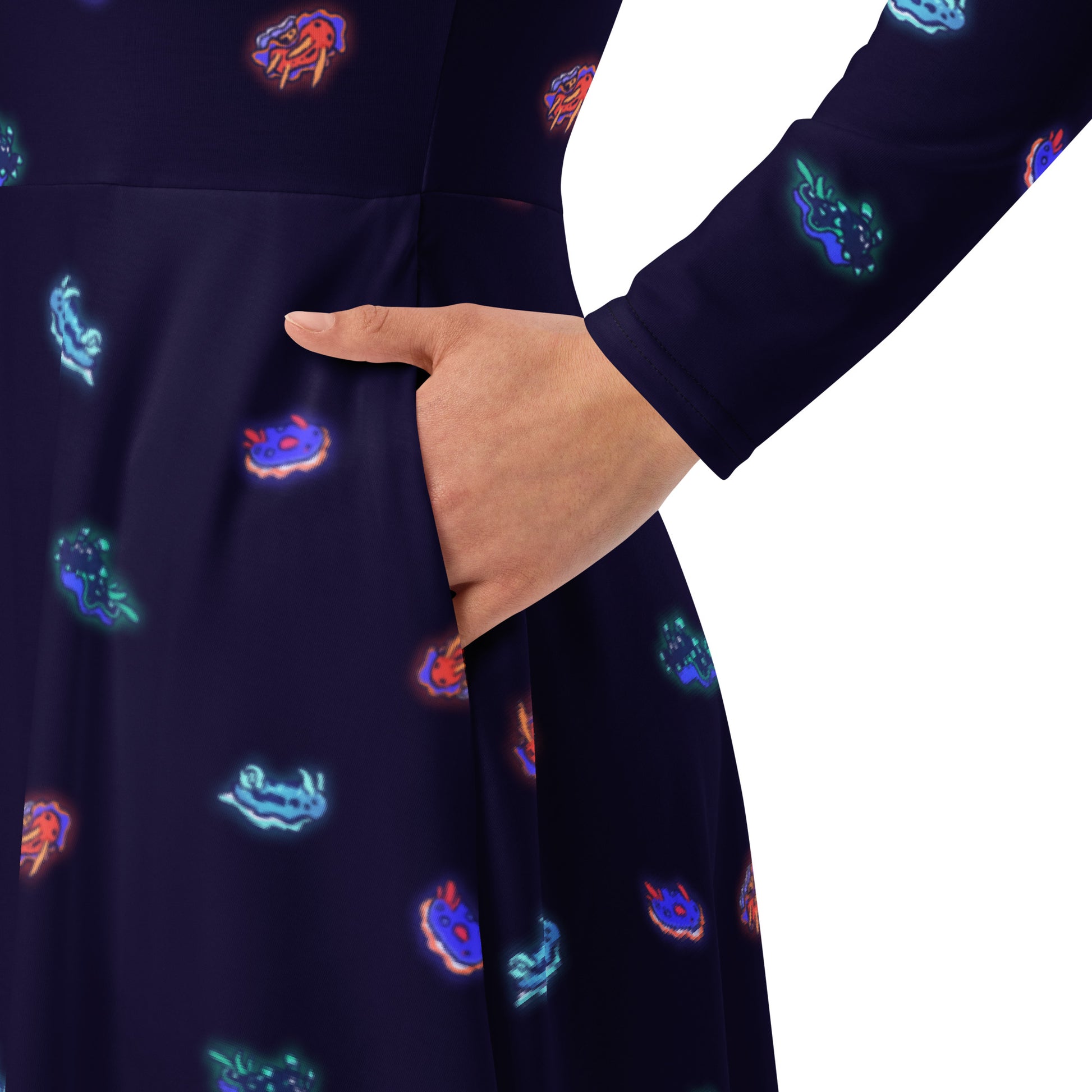Cute Sea Slugs Long Sleeve Midi Dress 6