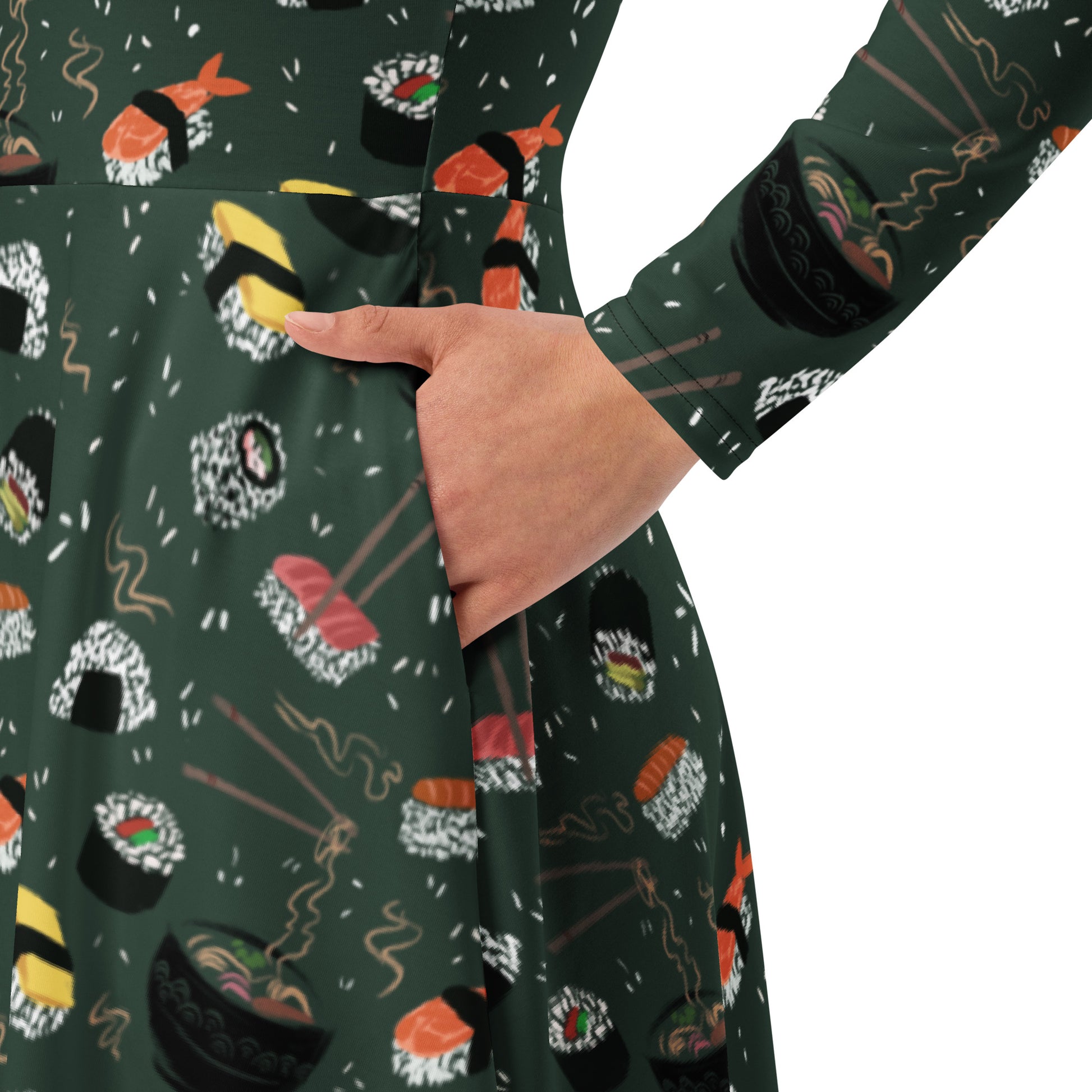 Oishi Sushi Green Long Sleeve Midi Dress 6