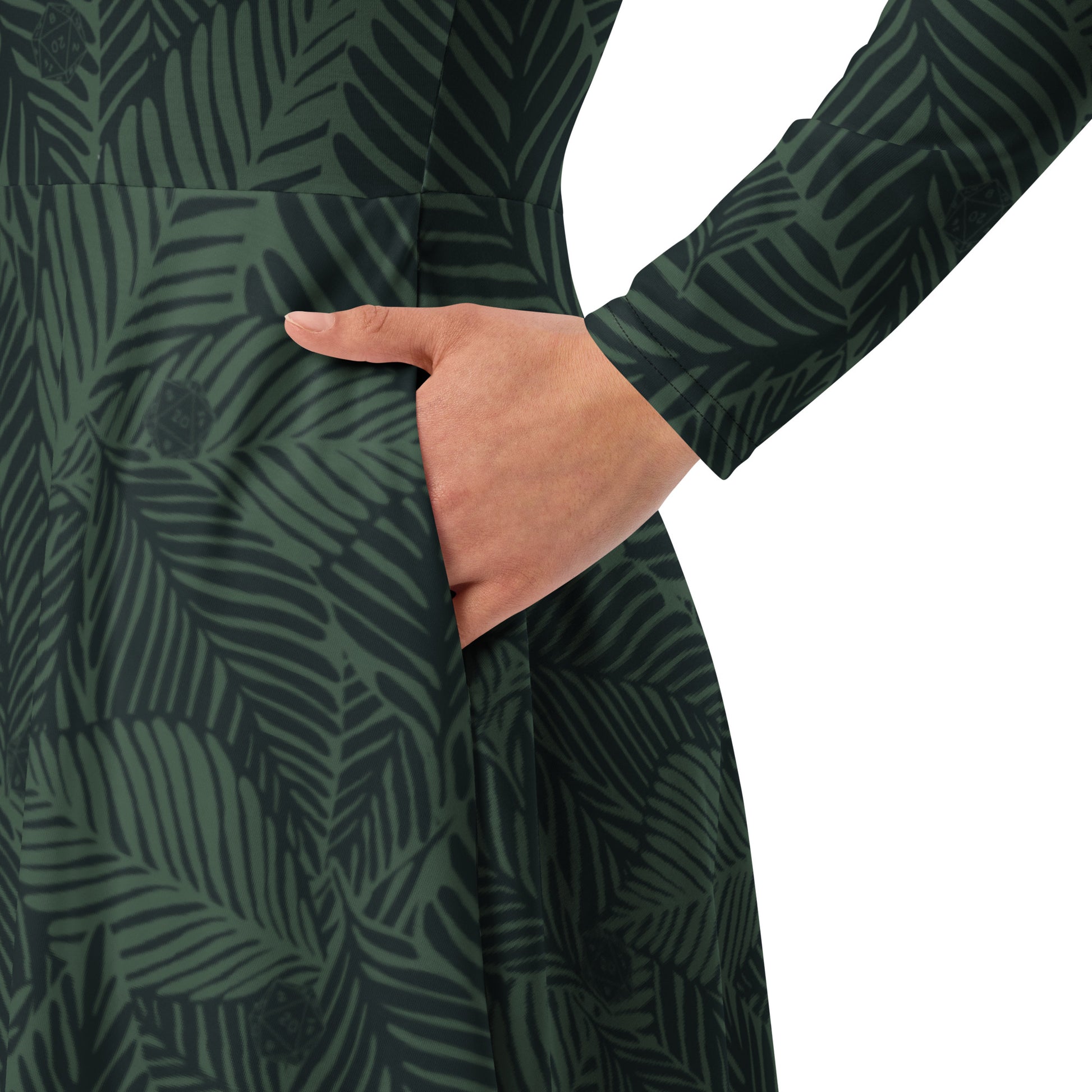 Tropical Dnd Dice Long Sleeve Midi Dress 6